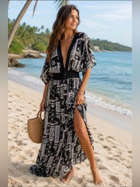 Bluivy lace  trim kimono/ duster woman’s size M, brand new